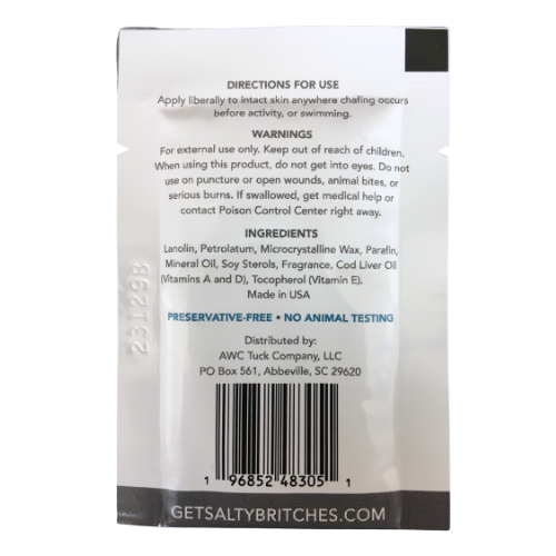 Chafing Ointment Single Use Packet by Salty Britches Buy Cheap Sast