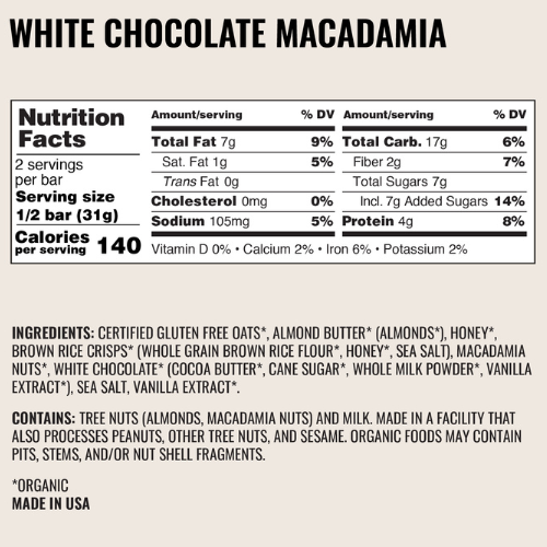 White Chocolate Macadamia Bars by Kate's Real Food Top Quality Cheap Pice