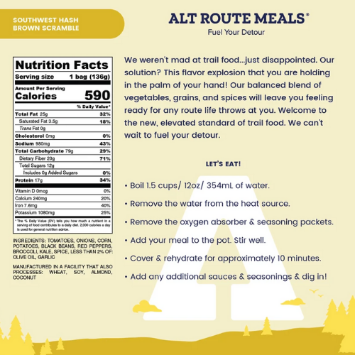 Southwest Hash Brown Scramble by Alt Route Meals Shipping Outlet Store Online