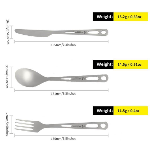 Titanium 3 Piece Cutlery Set (Knife, Fork and Spoon) by SilverAnt With Credit Card For Sale