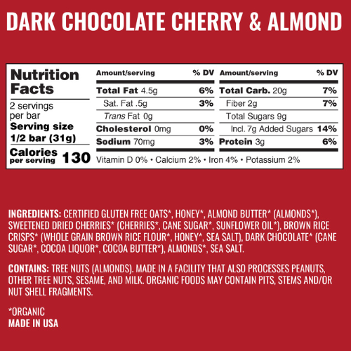 Dark Chocolate & Cherry Almond Bars by Kate's Real Food Cheap Factory Outlet