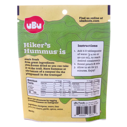 Cilantro Lime Hiker's Hummus by uBu Foods Classic