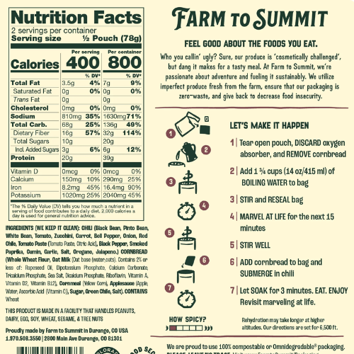 Three Bean Chili & Cornbread by Farm to Summit Pick A Best For Sale