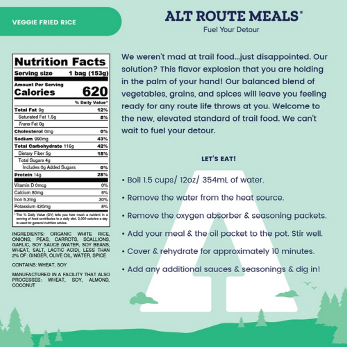 Veggie Fried Rice by Alt Route Meals Clearance Low Pice Fee Shipping