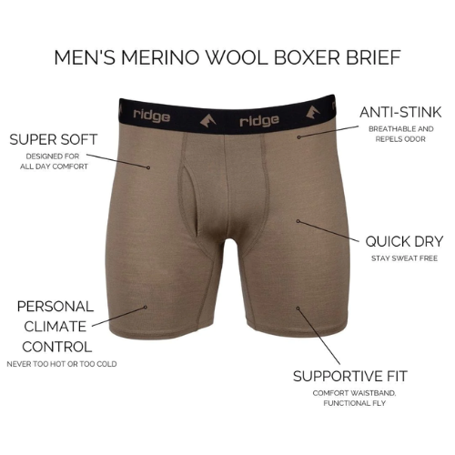 Men's Ridge Boxer Briefs by Ridge Merino 100% Original Cheap Pice