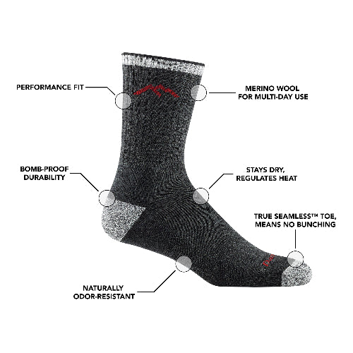 Men's Hiker Micro Crew Midweight Hiking Sock by Darn Tough Cheap Genuine