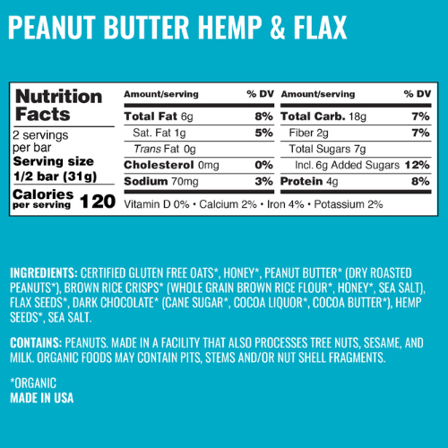 Peanut Butter Hemp & Flax Bars by Kate's Real Food Cheap Pices Authentic