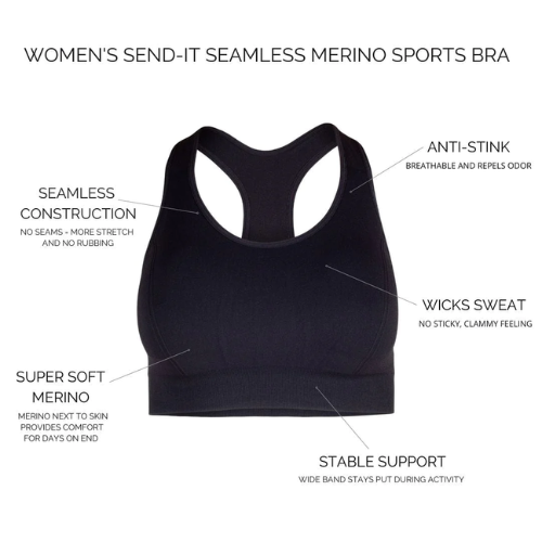 Women's Send-it Seamless Sports Bra by Ridge Merino Clearance 2025