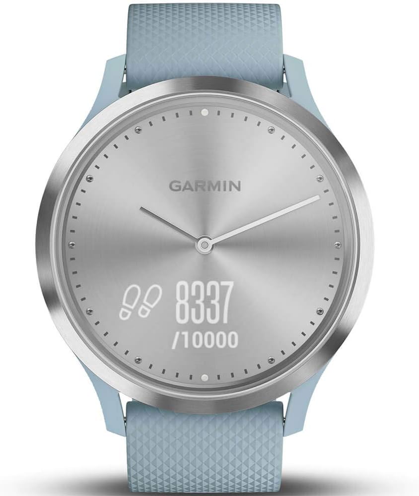 Garmin vivomove HR Hybrid Smartwatch - Silver with Sea Foam Silicone Band Amazon For Sale