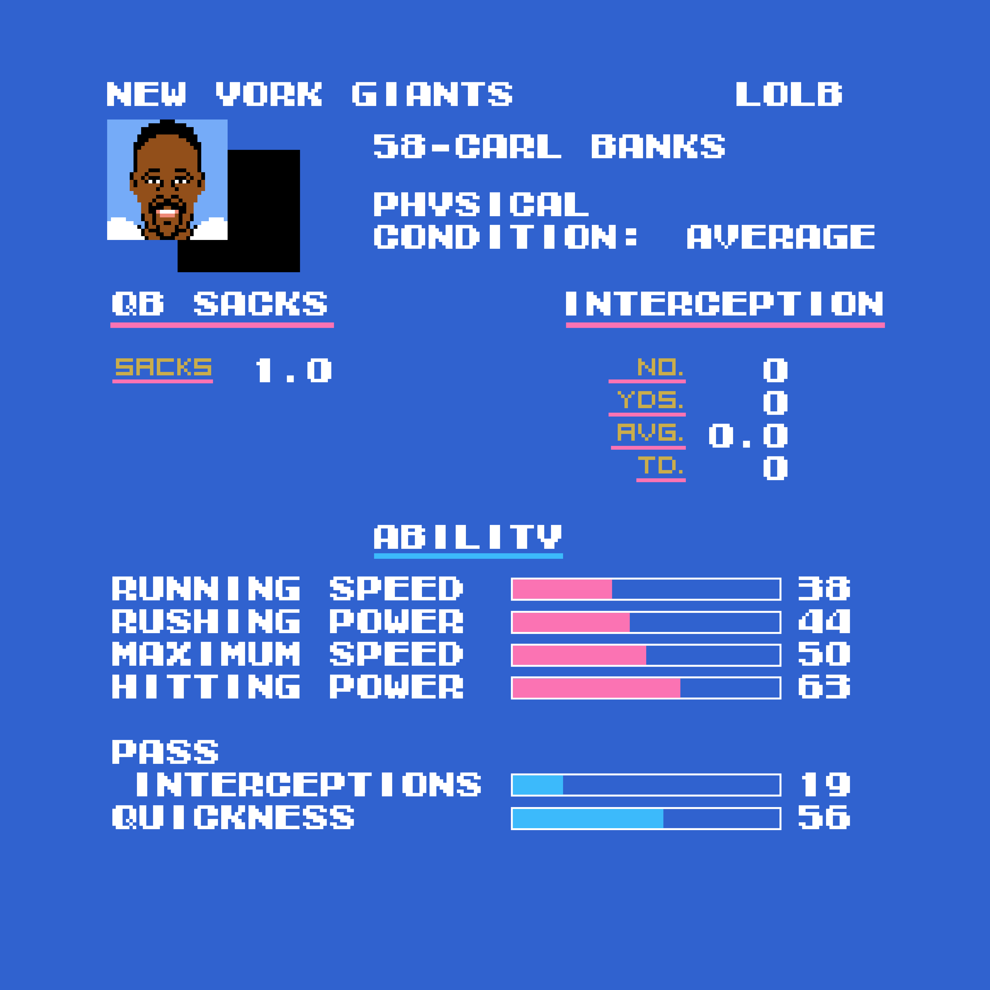 Tecmo Bowl Giants Carl Banks For Cheap Online