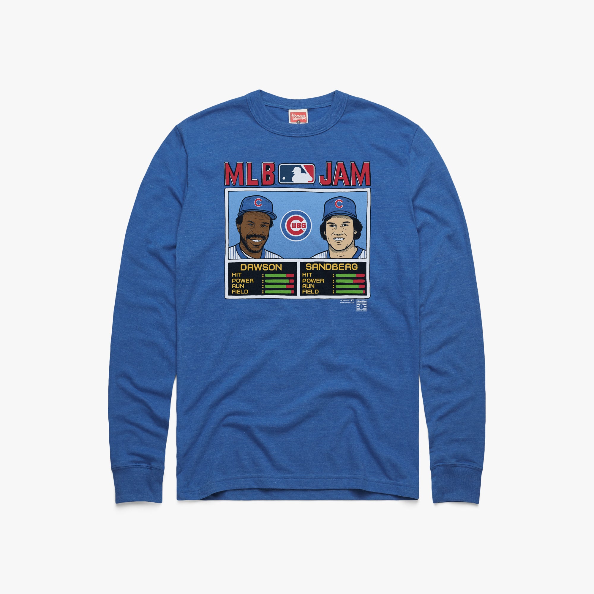 MLB Jam Cubs Dawson And Sandberg Long Sleeve Tee Top Quality For Sale