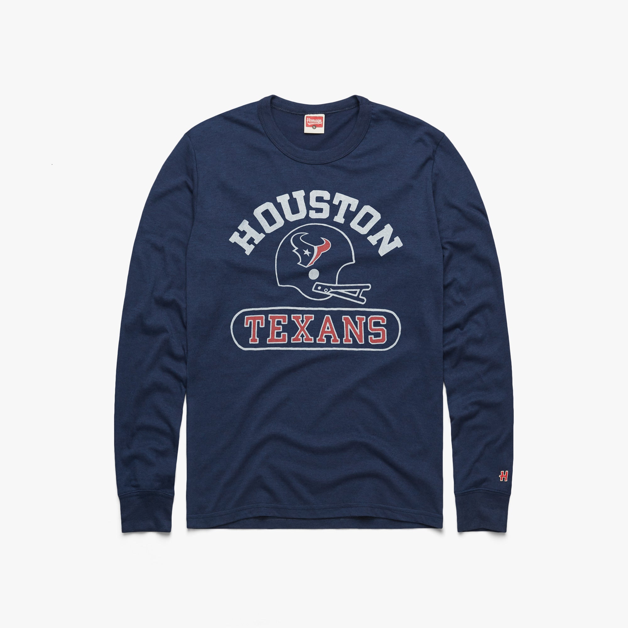 Houston Texans Throwback Helmet Long Sleeve Tee View For Sale