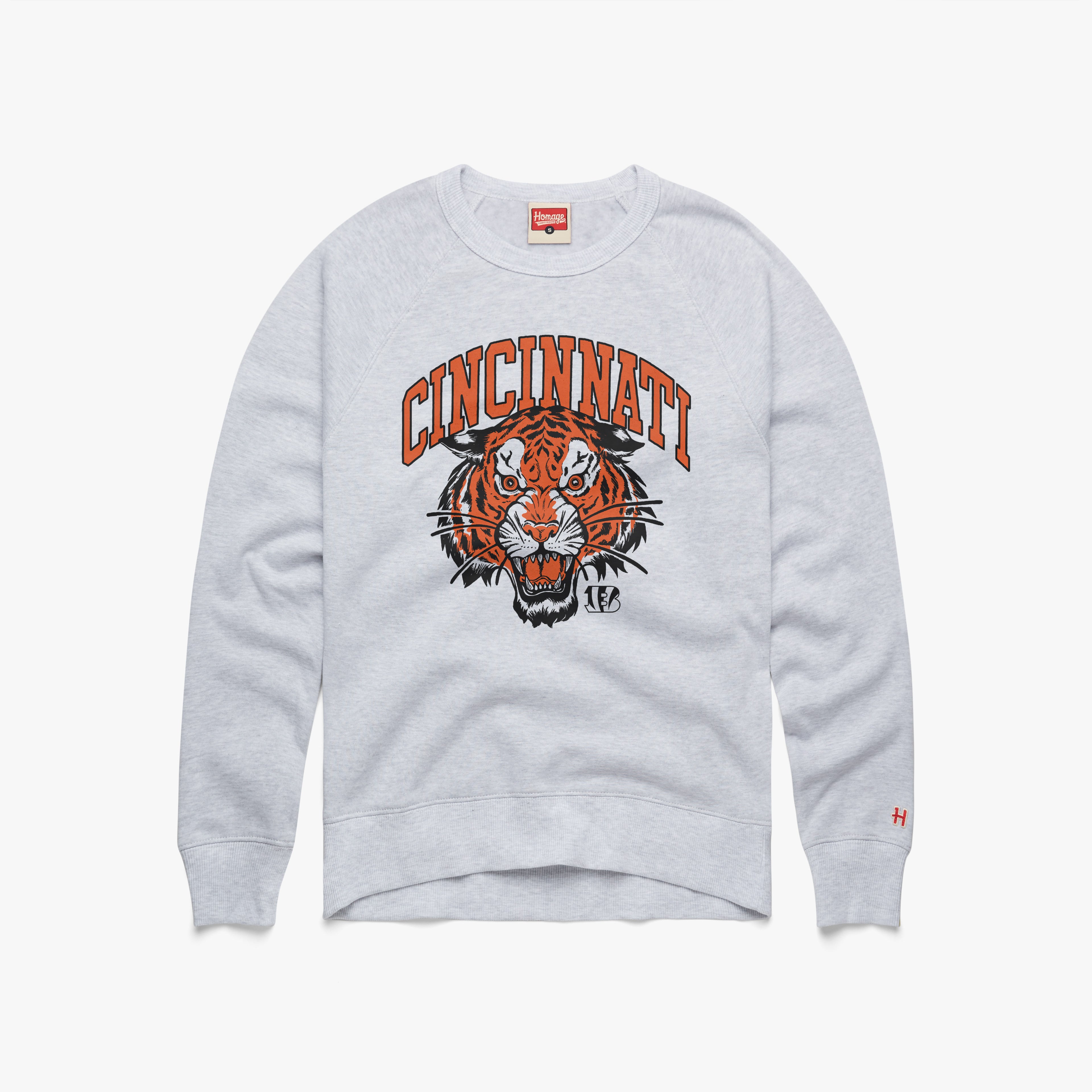 Cincinnati Bengals Tiger Head Crewneck Free Shipping Low Shipping