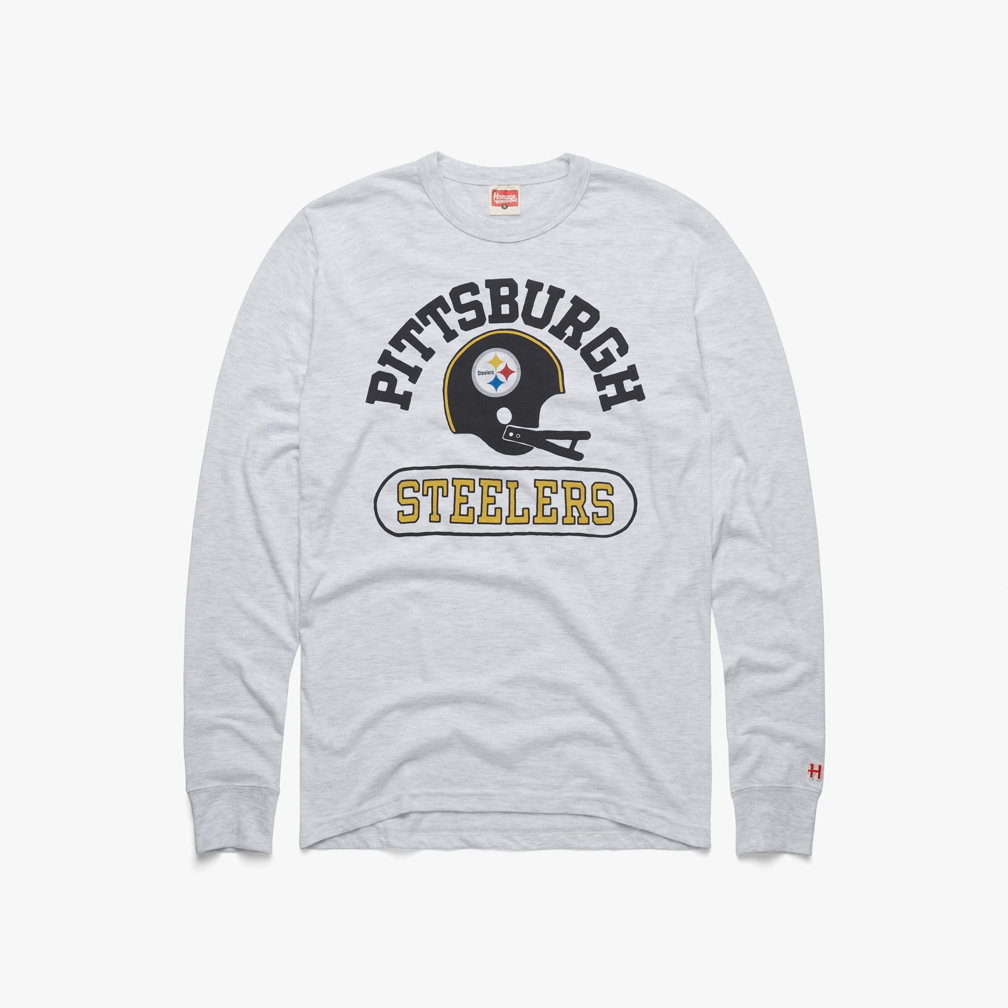 Pittsburgh Steelers Throwback Helmet Long Sleeve Tee Free Shipping 2025