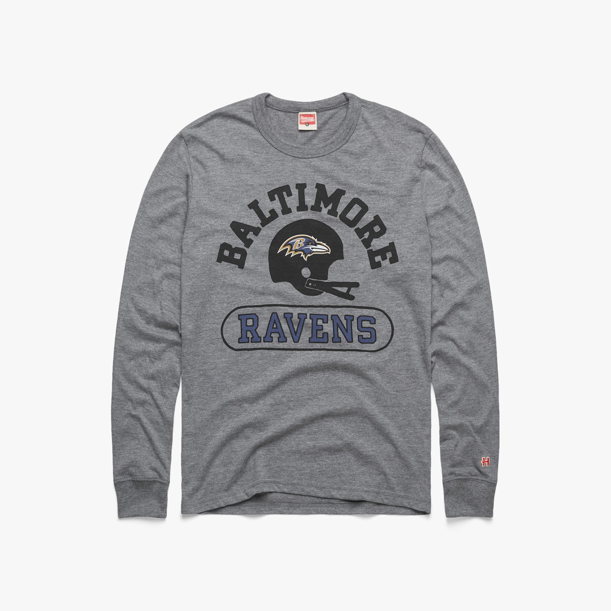 Baltimore Ravens Throwback Helmet Long Sleeve Tee Outlet Marketable