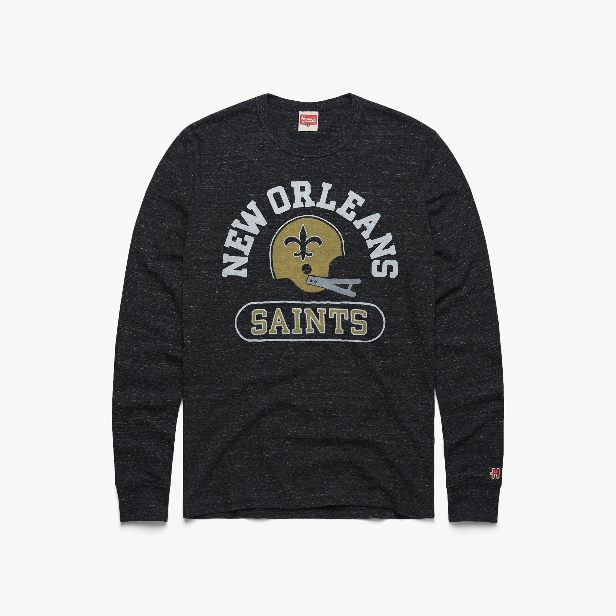 New Orleans Saints Throwback Helmet Long Sleeve Tee Official Site For Sale