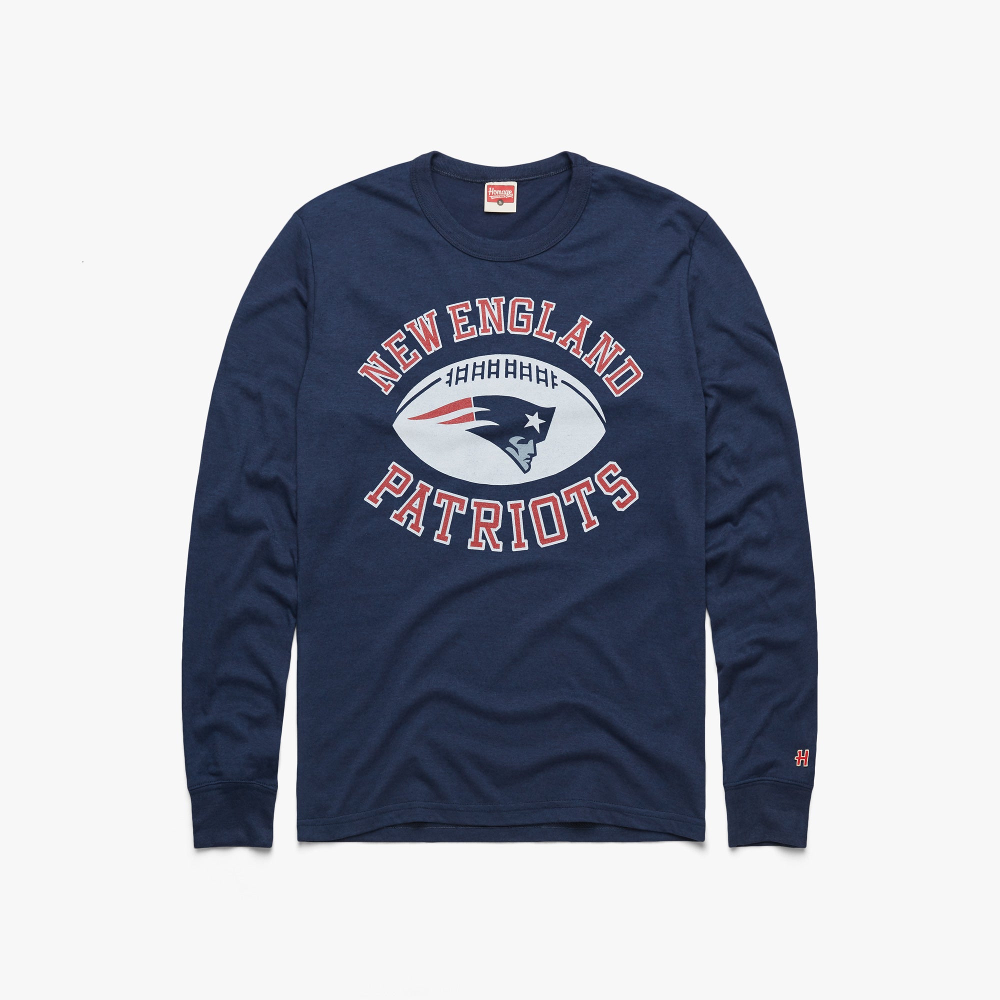 New England Patriots Pigskin Long Sleeve Tee Clearance Big Discount