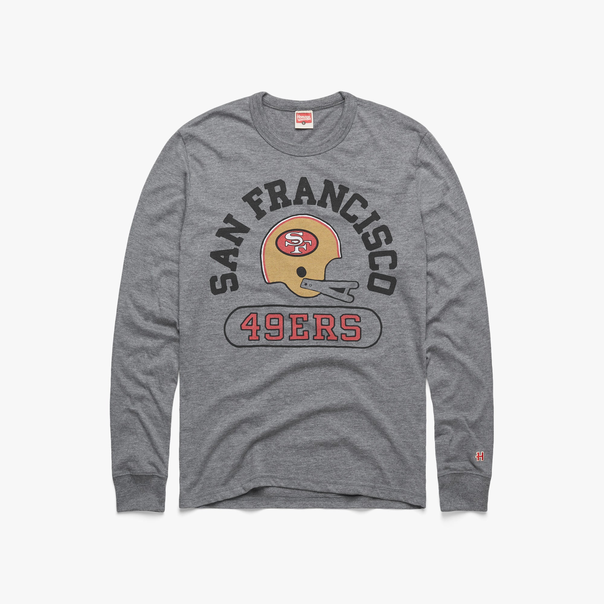 San Francisco 49ers Throwback Helmet Long Sleeve Tee Clearance Online Fake