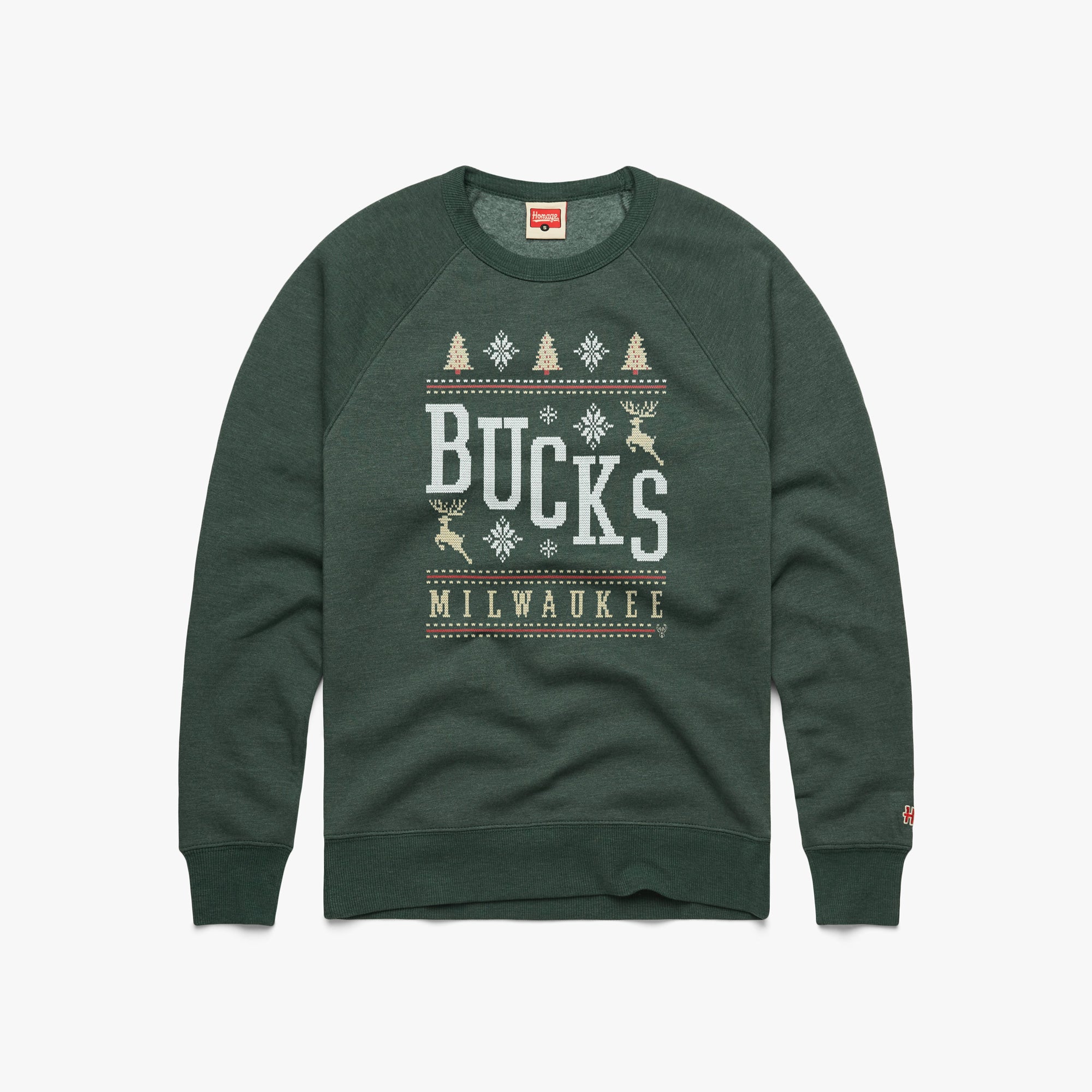 Milwaukee Bucks Holiday Crewneck View For Sale