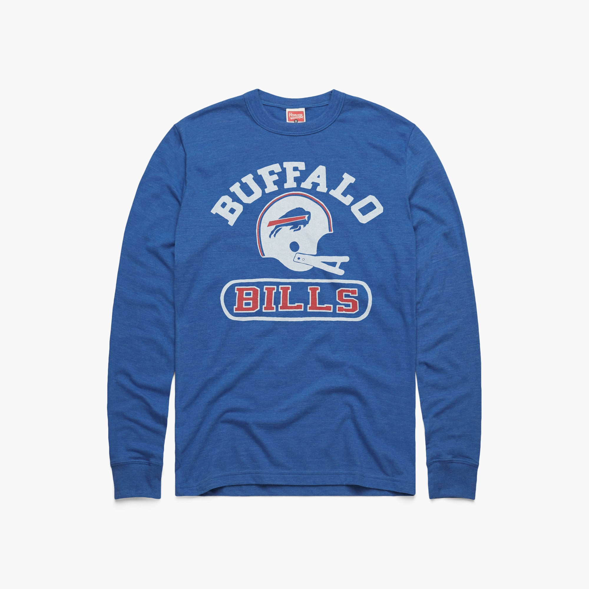 Buffalo Bills Throwback Helmet Long Sleeve Tee Free Shipping Fast Delivery