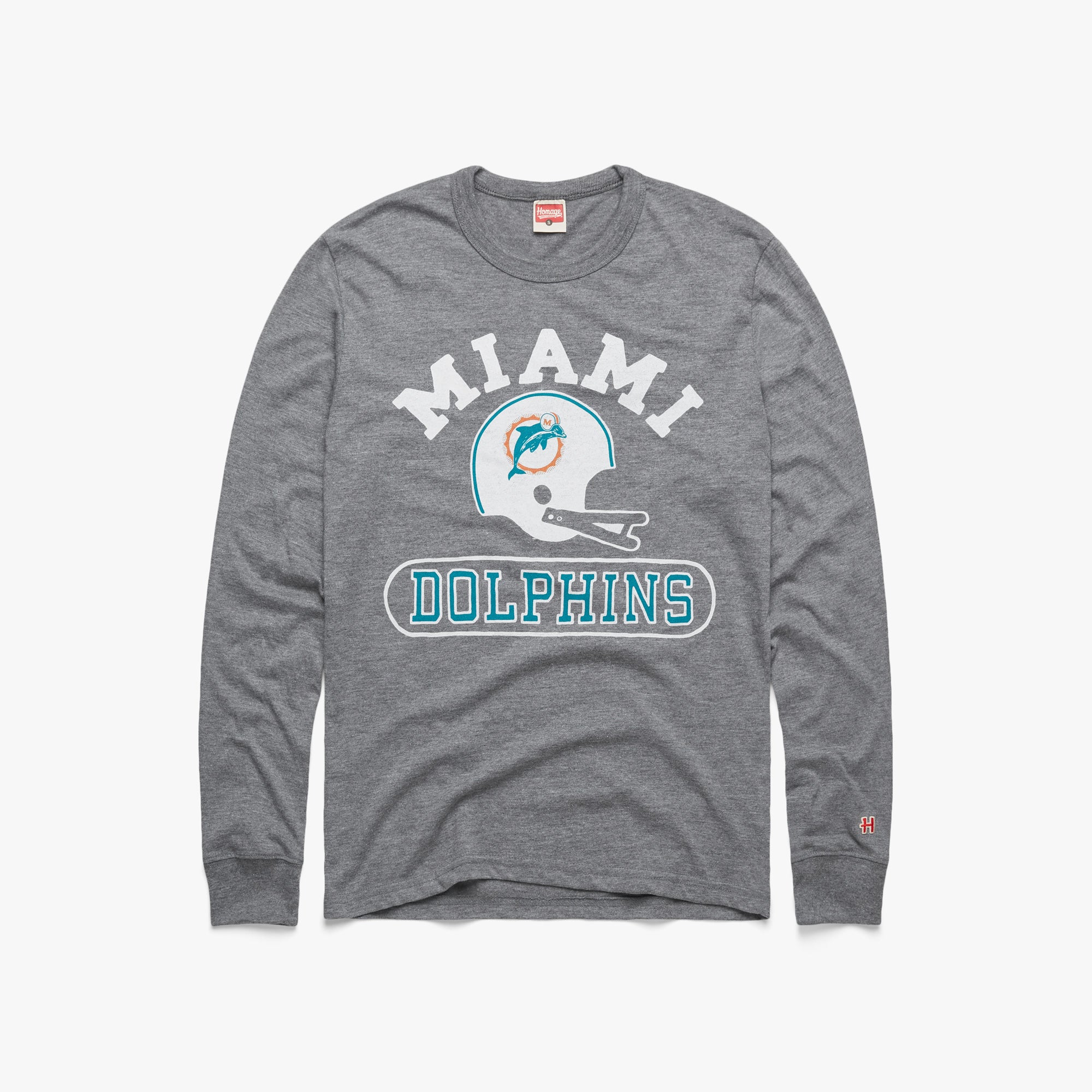 Miami Dolphins Throwback Helmet Long Sleeve Tee Store Cheap Online