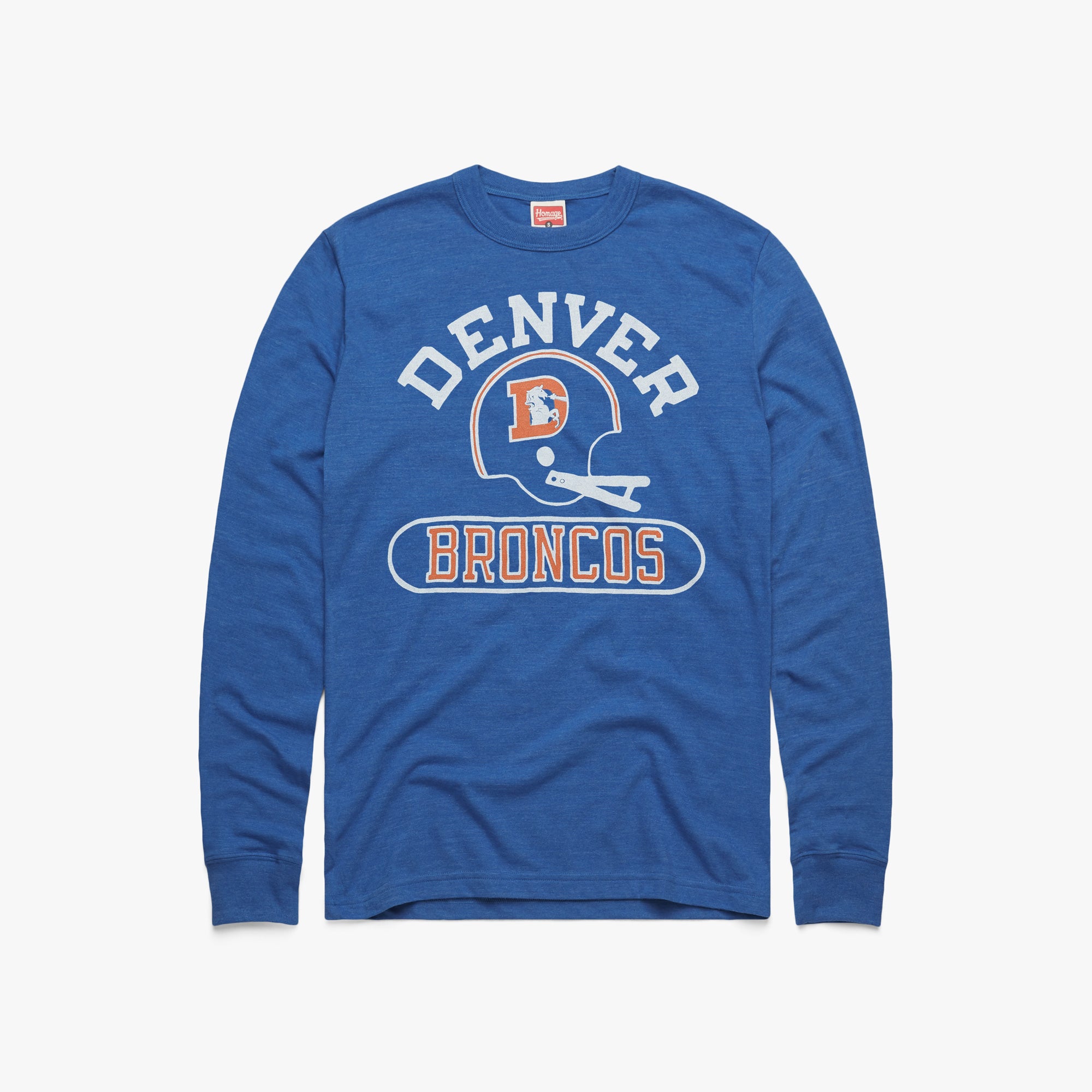 Denver Broncos Throwback Helmet Long Sleeve Tee Discount Shop