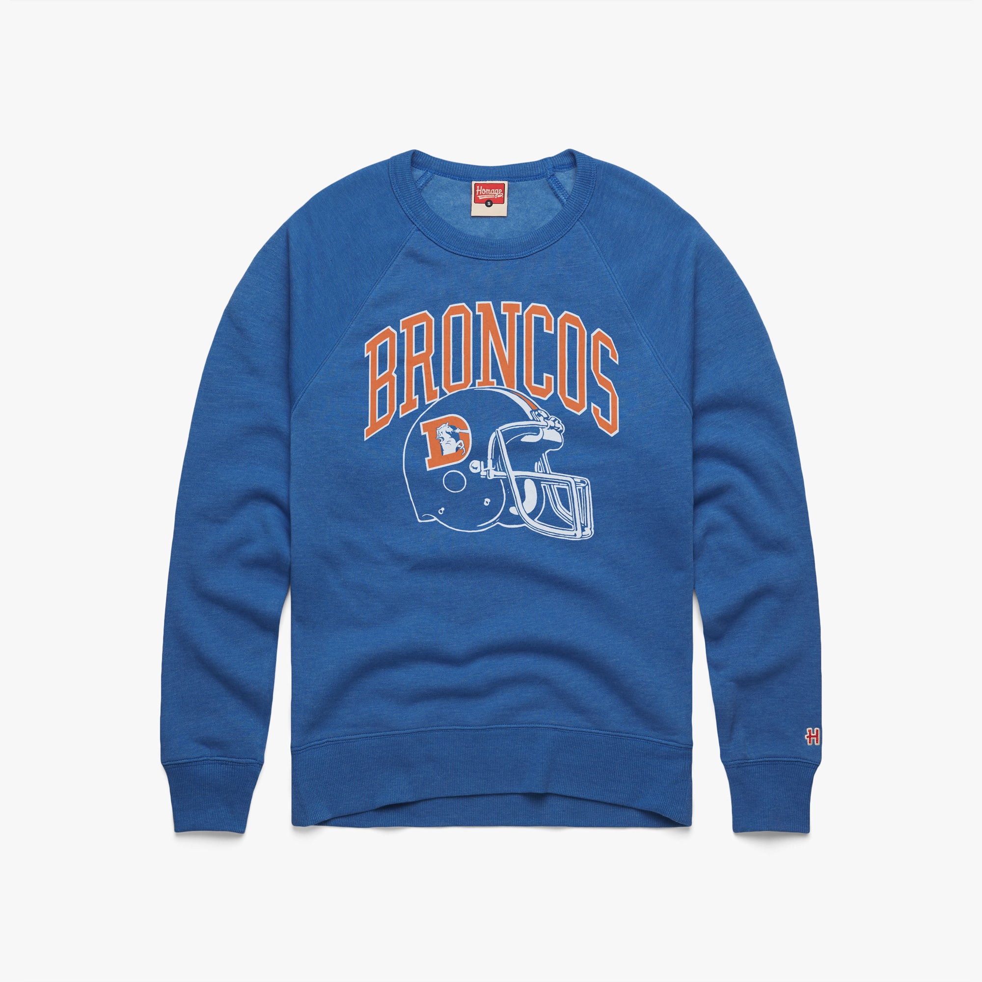 Denver Broncos Helmet Retro Crewneck Online For Sale