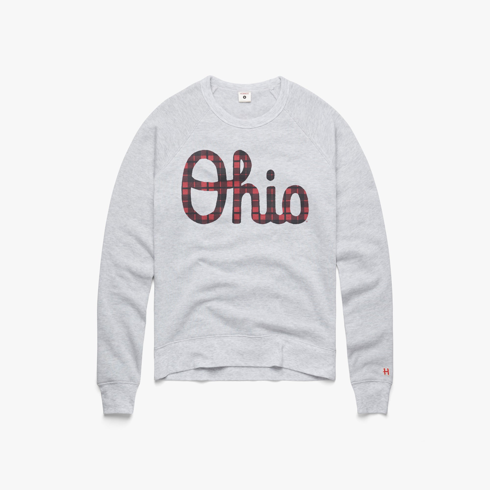 Women's Script Ohio Plaid Crewneck Free Shipping For Sale