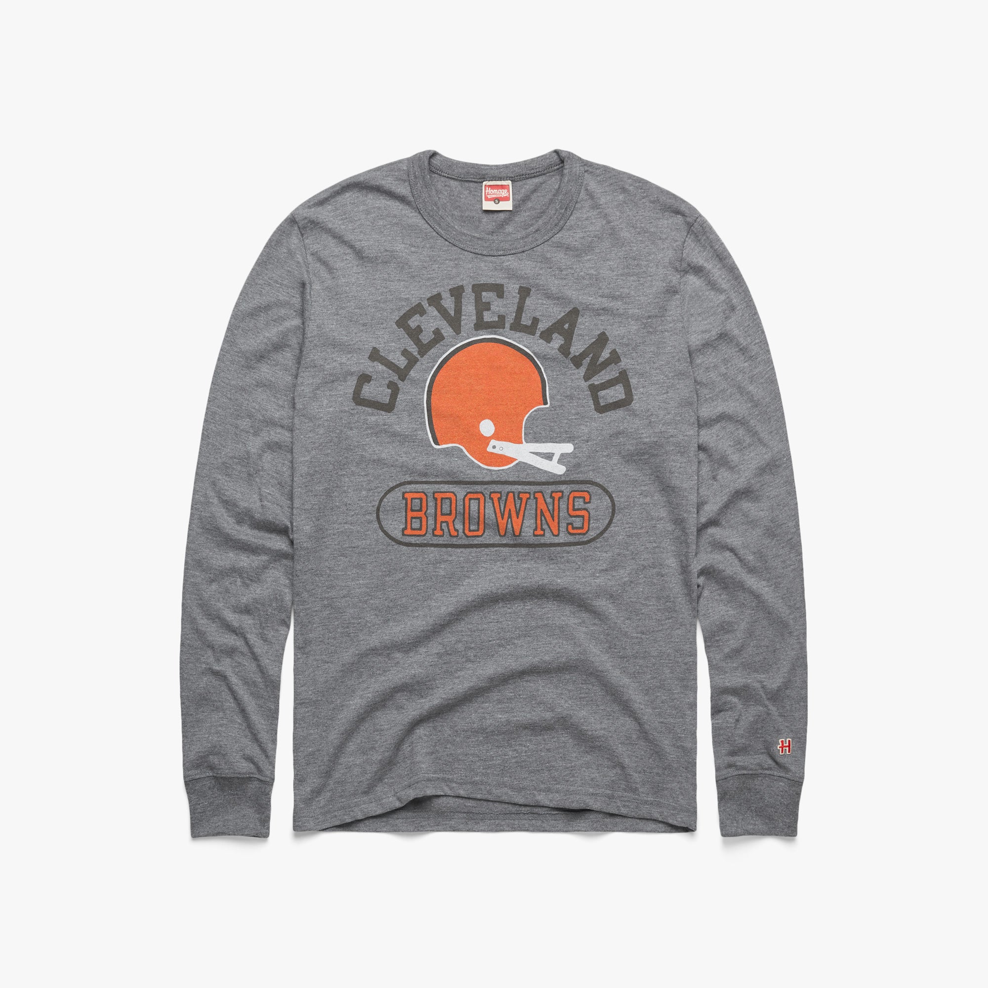 Cleveland Browns Throwback Helmet Long Sleeve Tee Discount Classic